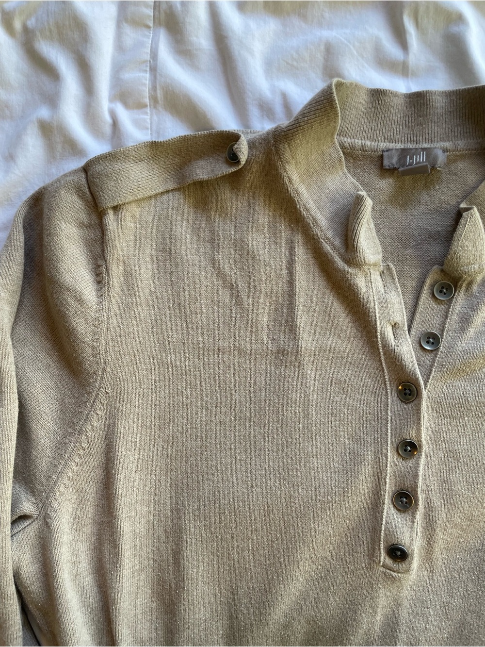 J. Jill Women's Zip-Neck Sweater in Beige Size Large - Picture 2 of 3